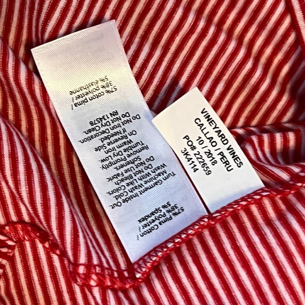 Vineyard Vines Women's Edgartown Polo Red & White Striped Long Sleeve. Size M - Picture 6 of 6
